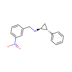 O=[N+]([O-])c1cccc(CN[C@H]2C[C@@H]2c2ccccc2)c1 ZINC000044423276