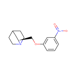 O=[N+]([O-])c1cccc(OC[C@@H]2CC3CCN2CC3)c1 ZINC000103293391