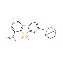 O=[N+]([O-])c1cccc2c1S(=O)(=O)c1cc(N3CCN4CCC3CC4)ccc1-2 ZINC000169308801