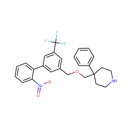 O=[N+]([O-])c1ccccc1-c1cc(COCC2(c3ccccc3)CCNCC2)cc(C(F)(F)F)c1 ZINC000201223945