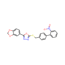 O=[N+]([O-])c1ccccc1-c1ccc(CSc2nnc(-c3ccc4c(c3)OCO4)o2)cc1 ZINC000096271060