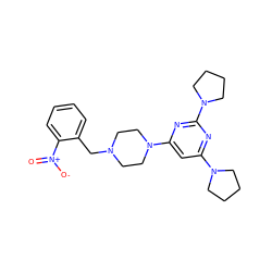 O=[N+]([O-])c1ccccc1CN1CCN(c2cc(N3CCCC3)nc(N3CCCC3)n2)CC1 ZINC001772657087