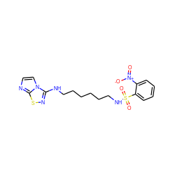 O=[N+]([O-])c1ccccc1S(=O)(=O)NCCCCCCNc1nsc2nccn12 ZINC000006717047