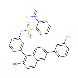 O=[N+]([O-])c1ccccc1S(=O)(=O)Nc1cccc(-c2c(O)ccc3cc(-c4cccc(O)c4)ccc23)c1 ZINC000084653932