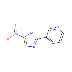 O=[N+]([O-])c1cnc(-c2cccnc2)[nH]1 ZINC000169344101