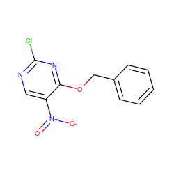 O=[N+]([O-])c1cnc(Cl)nc1OCc1ccccc1 ZINC000218595461