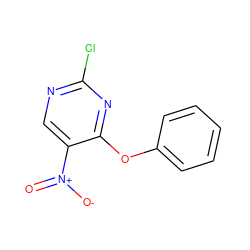 O=[N+]([O-])c1cnc(Cl)nc1Oc1ccccc1 ZINC000202634738