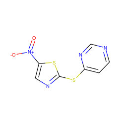 O=[N+]([O-])c1cnc(Sc2ccncn2)s1 ZINC000001570386