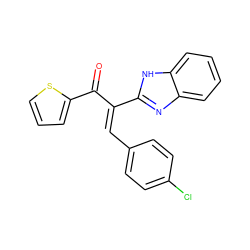 O=C(/C(=C/c1ccc(Cl)cc1)c1nc2ccccc2[nH]1)c1cccs1 ZINC000005696122