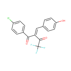 O=C(/C(=C/c1ccc(O)cc1)C(=O)C(F)(F)F)c1ccc(Cl)cc1 ZINC000084618616