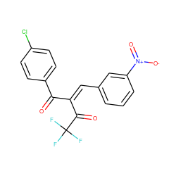 O=C(/C(=C/c1cccc([N+](=O)[O-])c1)C(=O)C(F)(F)F)c1ccc(Cl)cc1 ZINC000084618628