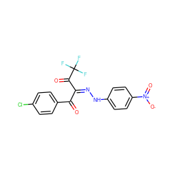 O=C(/C(=N\Nc1ccc([N+](=O)[O-])cc1)C(=O)C(F)(F)F)c1ccc(Cl)cc1 ZINC000071335073