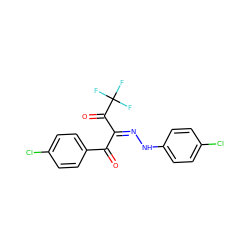 O=C(/C(=N\Nc1ccc(Cl)cc1)C(=O)C(F)(F)F)c1ccc(Cl)cc1 ZINC000071334732