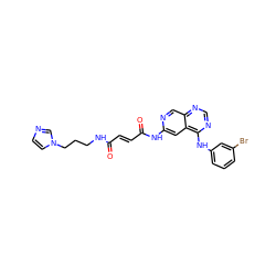 O=C(/C=C/C(=O)Nc1cc2c(Nc3cccc(Br)c3)ncnc2cn1)NCCCn1ccnc1 ZINC000014944692