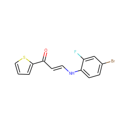 O=C(/C=C/Nc1ccc(Br)cc1F)c1cccs1 ZINC000001121589