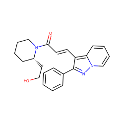 O=C(/C=C/c1c(-c2ccccc2)nn2ccccc12)N1CCCC[C@H]1CCO ZINC000001486606