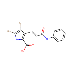 O=C(/C=C/c1c(C(=O)O)[nH]c(Br)c1Br)Nc1ccccc1 ZINC000013778837