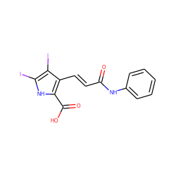 O=C(/C=C/c1c(C(=O)O)[nH]c(I)c1I)Nc1ccccc1 ZINC000013778839