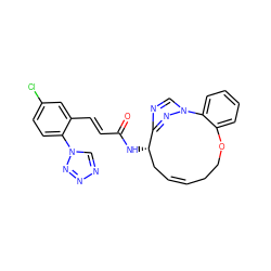 O=C(/C=C/c1cc(Cl)ccc1-n1cnnn1)N[C@H]1C/C=C/CCOc2ccccc2-n2cnc1n2 ZINC000230574655