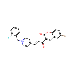 O=C(/C=C/c1cc[n+](Cc2ccccc2F)cc1)c1cc2cc(Br)ccc2oc1=O ZINC000095561696