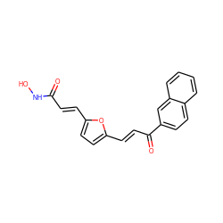 O=C(/C=C/c1ccc(/C=C/C(=O)c2ccc3ccccc3c2)o1)NO ZINC000040873210