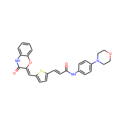 O=C(/C=C/c1ccc(/C=C2\Oc3ccccc3NC2=O)s1)Nc1ccc(N2CCOCC2)cc1 ZINC000040393038