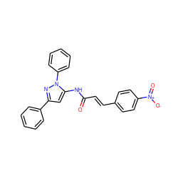 O=C(/C=C/c1ccc([N+](=O)[O-])cc1)Nc1cc(-c2ccccc2)nn1-c1ccccc1 ZINC000013704470