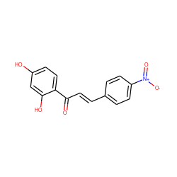 O=C(/C=C/c1ccc([N+](=O)[O-])cc1)c1ccc(O)cc1O ZINC000098085213