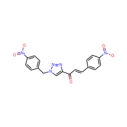 O=C(/C=C/c1ccc([N+](=O)[O-])cc1)c1cn(Cc2ccc([N+](=O)[O-])cc2)nn1 ZINC000140736781