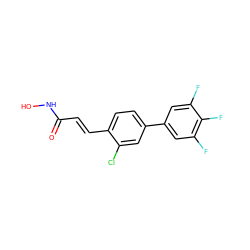 O=C(/C=C/c1ccc(-c2cc(F)c(F)c(F)c2)cc1Cl)NO ZINC000084759187