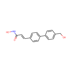 O=C(/C=C/c1ccc(-c2ccc(CO)cc2)cc1)NO ZINC000034852247