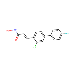 O=C(/C=C/c1ccc(-c2ccc(F)cc2)cc1Cl)NO ZINC000084759190