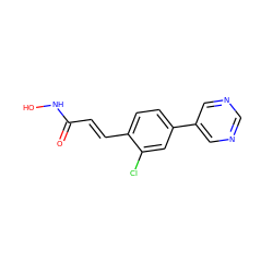 O=C(/C=C/c1ccc(-c2cncnc2)cc1Cl)NO ZINC000084654232