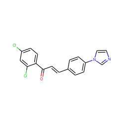 O=C(/C=C/c1ccc(-n2ccnc2)cc1)c1ccc(Cl)cc1Cl ZINC000020619917