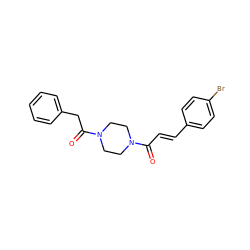 O=C(/C=C/c1ccc(Br)cc1)N1CCN(C(=O)Cc2ccccc2)CC1 ZINC000169345200