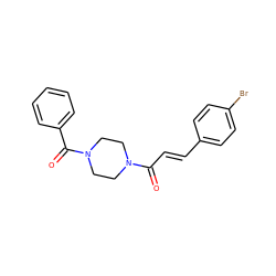 O=C(/C=C/c1ccc(Br)cc1)N1CCN(C(=O)c2ccccc2)CC1 ZINC000049943520