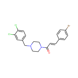 O=C(/C=C/c1ccc(Br)cc1)N1CCN(Cc2ccc(Cl)c(Cl)c2)CC1 ZINC000215283966