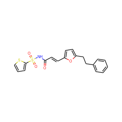 O=C(/C=C/c1ccc(CCc2ccccc2)o1)NS(=O)(=O)c1cccs1 ZINC000045300868