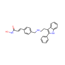 O=C(/C=C/c1ccc(CNCCc2c(-c3ccccc3)[nH]c3ccccc23)cc1)NO ZINC000072113653