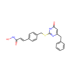 O=C(/C=C/c1ccc(CSc2nc(Cc3ccccc3)cc(=O)[nH]2)cc1)NO ZINC000035050435