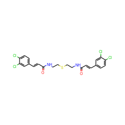 O=C(/C=C/c1ccc(Cl)c(Cl)c1)NCCSCCNC(=O)/C=C/c1ccc(Cl)c(Cl)c1 ZINC000045496701