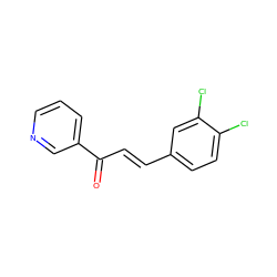 O=C(/C=C/c1ccc(Cl)c(Cl)c1)c1cccnc1 ZINC000005128272