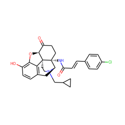 O=C(/C=C/c1ccc(Cl)cc1)N[C@@]12CCC(=O)[C@@H]3Oc4c(O)ccc5c4[C@@]31CCN(CC1CC1)[C@@H]2C5 ZINC000003995744