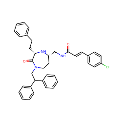 O=C(/C=C/c1ccc(Cl)cc1)NC[C@@H]1CCN(CC(c2ccccc2)c2ccccc2)C(=O)[C@H](CCc2ccccc2)N1 ZINC000140326160