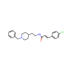 O=C(/C=C/c1ccc(Cl)cc1)NCCC1CCN(Cc2ccccc2)CC1 ZINC000653899326