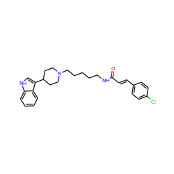 O=C(/C=C/c1ccc(Cl)cc1)NCCCCCN1CCC(c2c[nH]c3ccccc23)CC1 ZINC000029482252