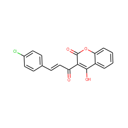 O=C(/C=C/c1ccc(Cl)cc1)c1c(O)c2ccccc2oc1=O ZINC000005948683