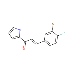 O=C(/C=C/c1ccc(F)c(Br)c1)c1ccc[nH]1 ZINC000653778076