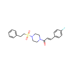 O=C(/C=C/c1ccc(F)cc1)N1CCN(S(=O)(=O)CCc2ccccc2)CC1 ZINC000206370803