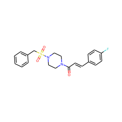 O=C(/C=C/c1ccc(F)cc1)N1CCN(S(=O)(=O)Cc2ccccc2)CC1 ZINC000008165035